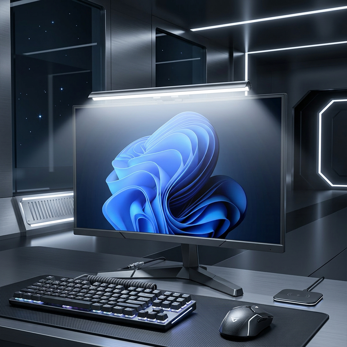 Desk Setup Modern - USB Powered LED Computer Screen Hanging