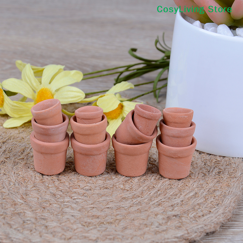 Desk Setup Plant - 12Pcs/Set 1:12 Miniature Handmade Red Clay