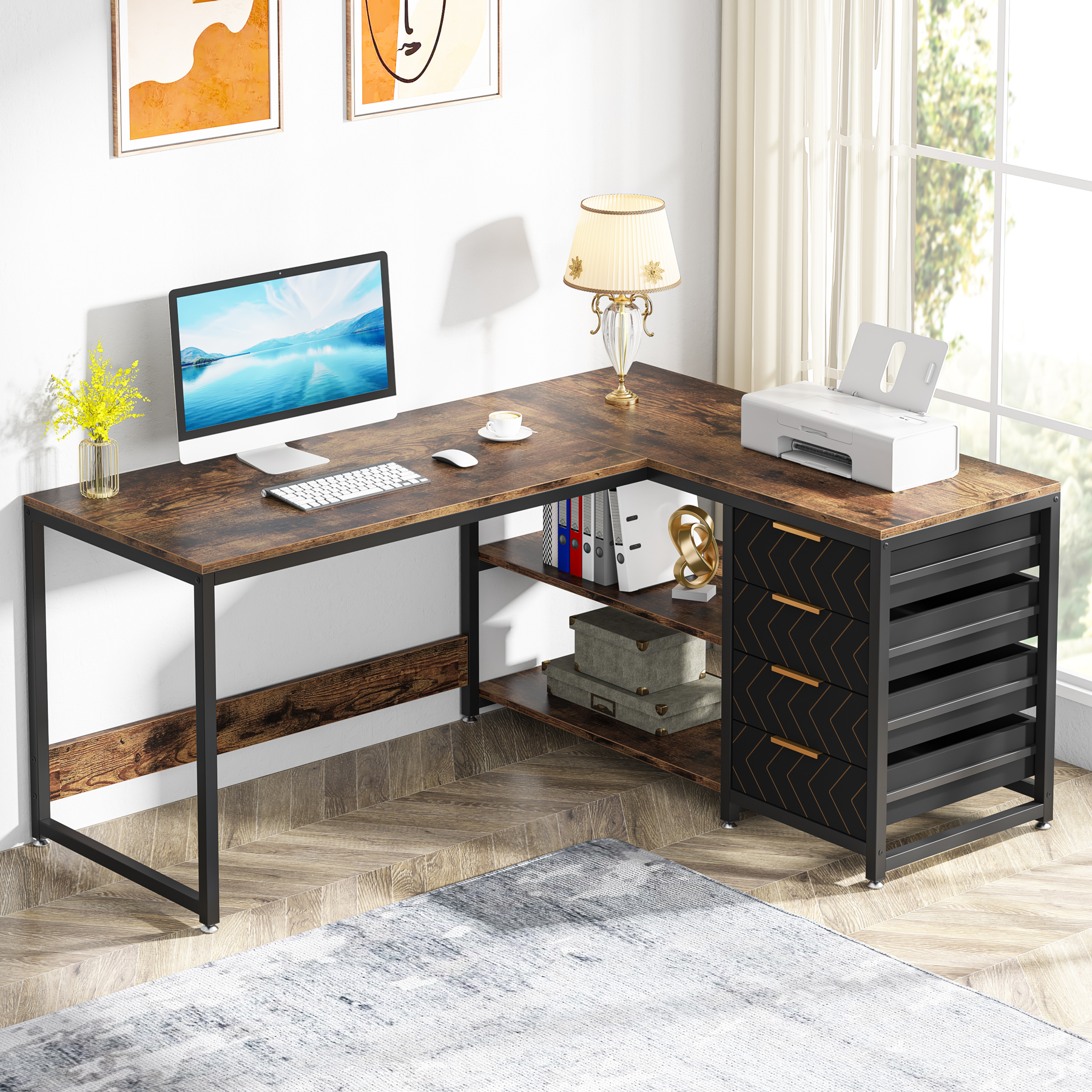 Gaming Setup Desk - Tribesigns L Shaped Computer Desk with