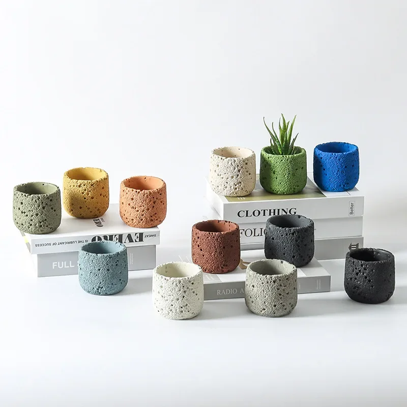 Desk Setup Plant - Nordic cement flowerpot simple personality creative