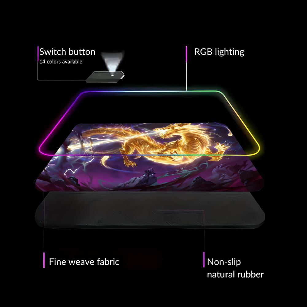 Desk Setup Rgb - RGB LED Blue Dragon Mouse Pad