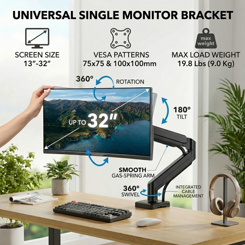 Desk Setup With Monitor Arm - Heavy Duty Monitor Arm Bracket For