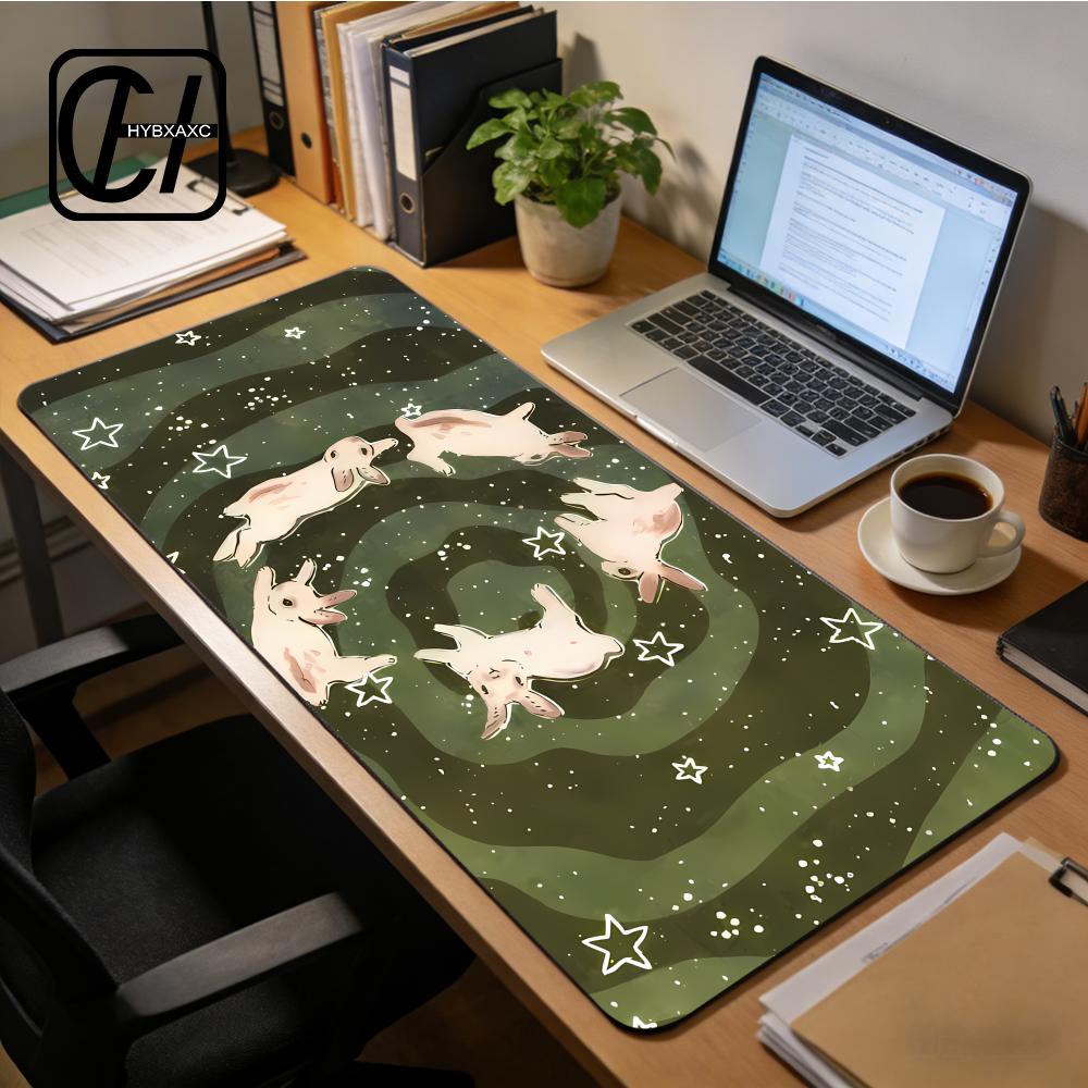 Desk Setup Aesthetic - Whimsical Bunny Starry Night Desk Mat