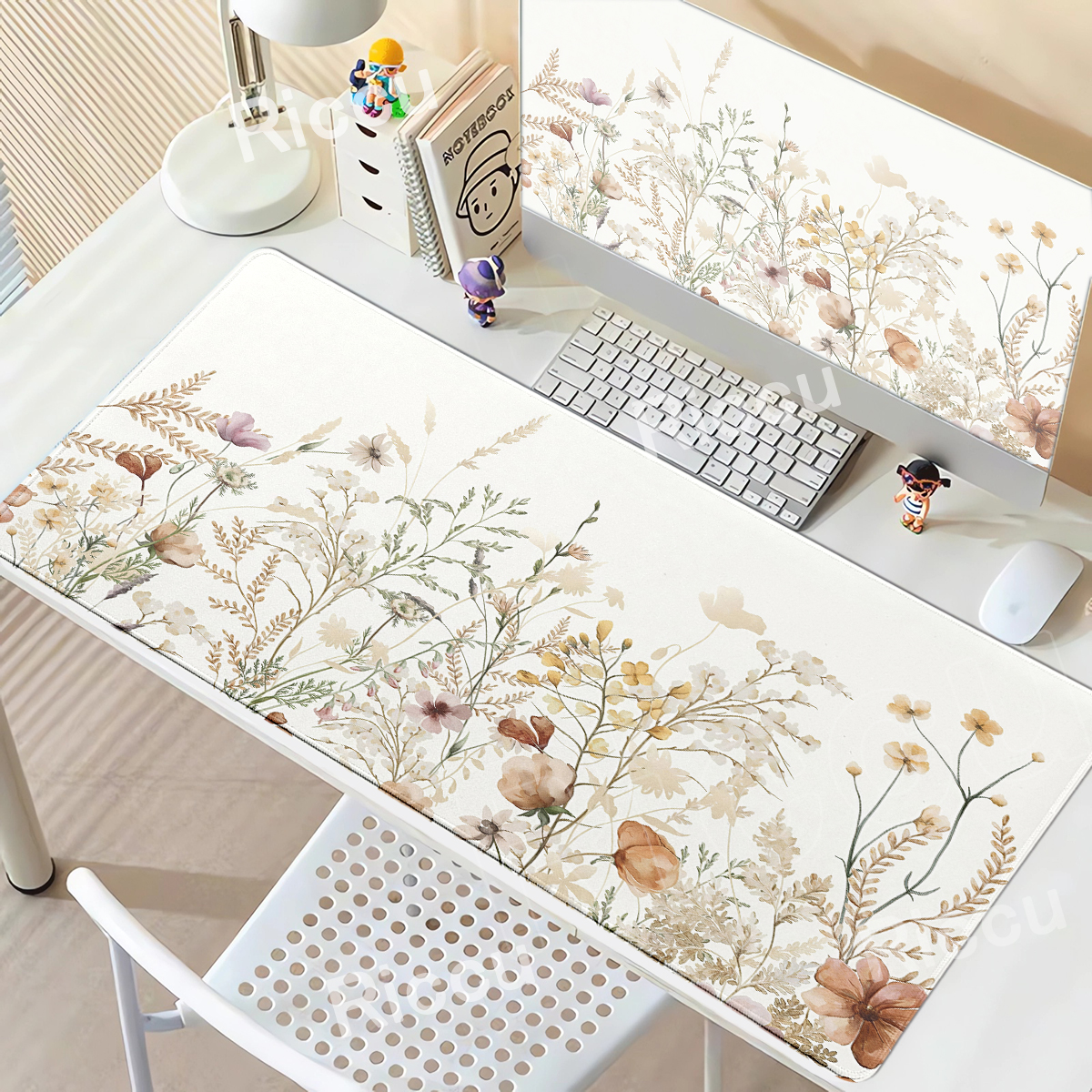 Desk Setup Aesthetic - Bohemian-Style Floral Plants Mouse Pad Plant