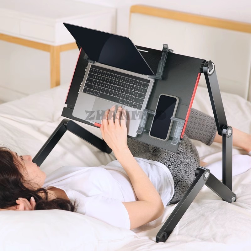 Gaming Setup Desk - Lying Flat on The Bed, Laptop