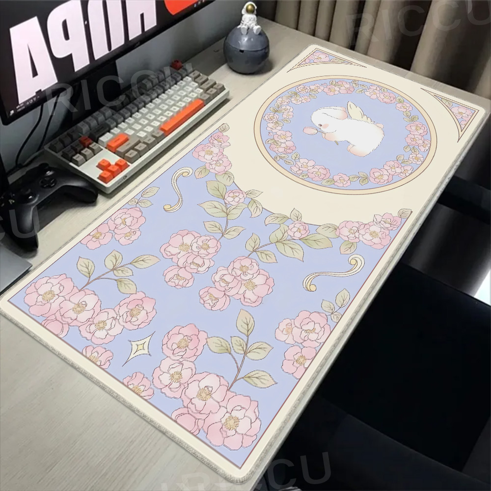 Desk Setup Pink - Gaming Green Plant Flower Aesthetics Rabbit
