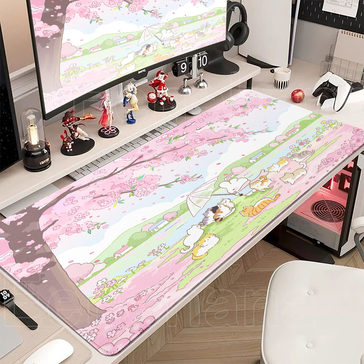 Spring Cute Rabbit Mouse Pad L - огляд і ціна Desk Setup Pink