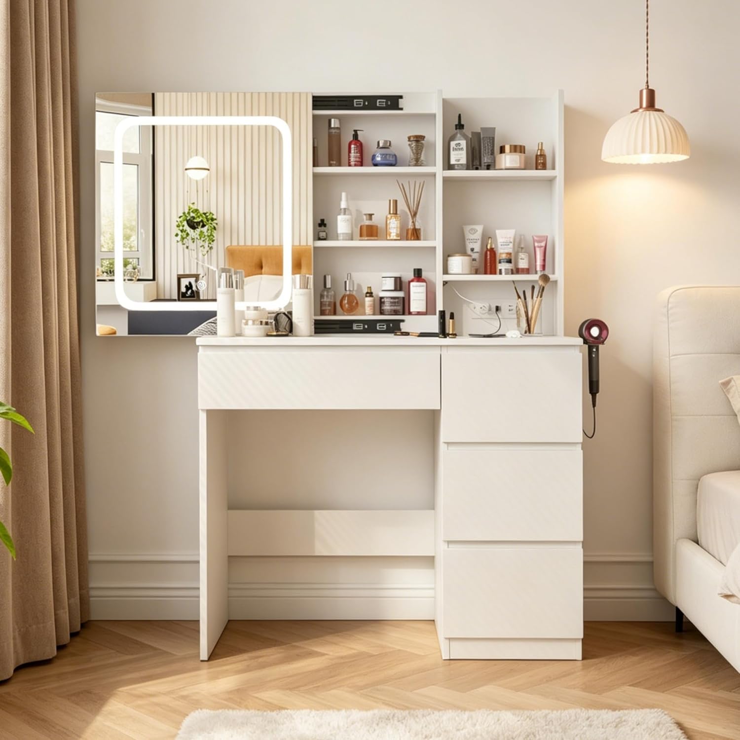 Make Up Vanity Desk with Charg - огляд і ціна Desk Setup Charging Station