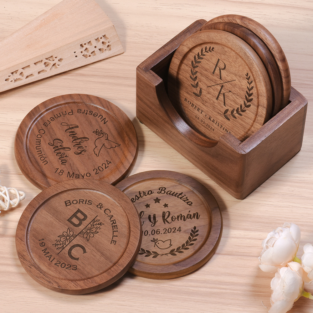 Walnut Dark Coaster Set of 6 P - огляд і ціна Desk Setup Dark