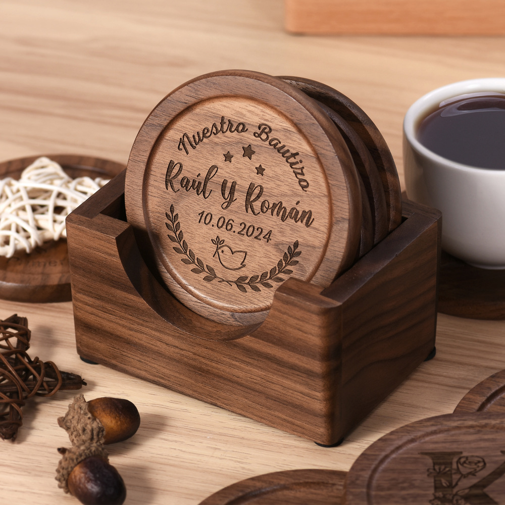 Walnut Dark Coaster Set of 6 P - огляд і ціна Desk Setup Dark