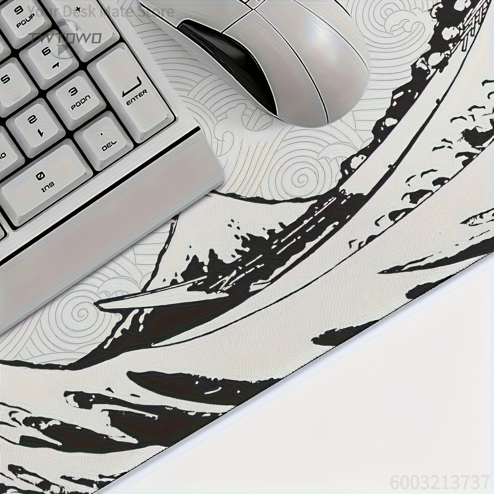 Black White Wave Art XXL Desk  - огляд і ціна Desk Setup Aesthetic