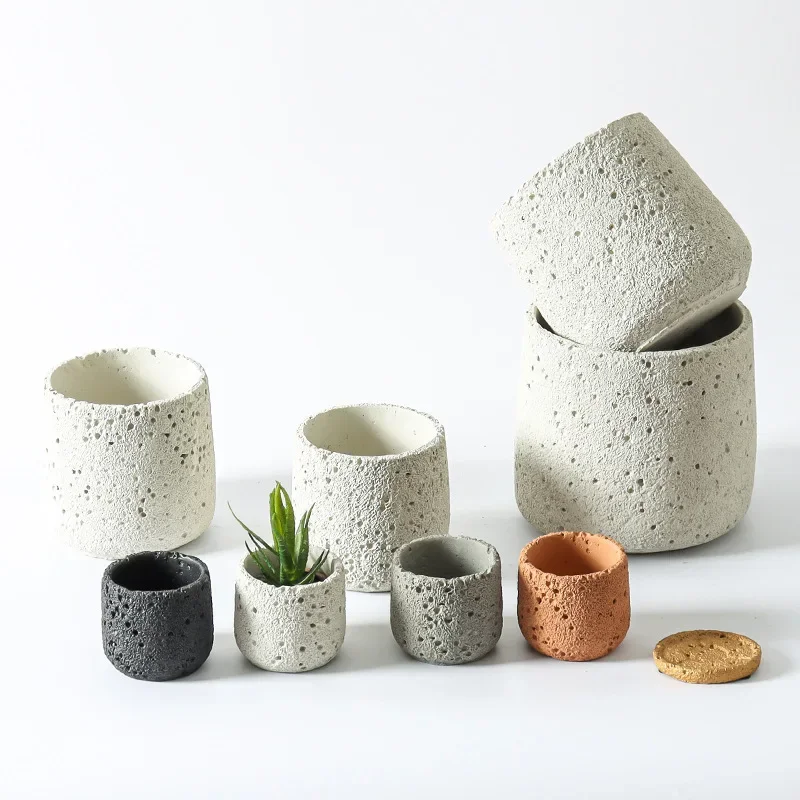 Nordic cement flowerpot simple - огляд і ціна Desk Setup Plant