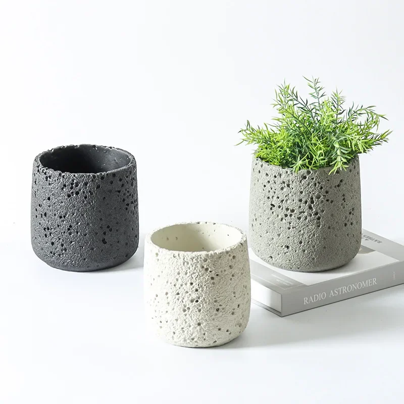 Nordic cement flowerpot simple - огляд і ціна Desk Setup Plant
