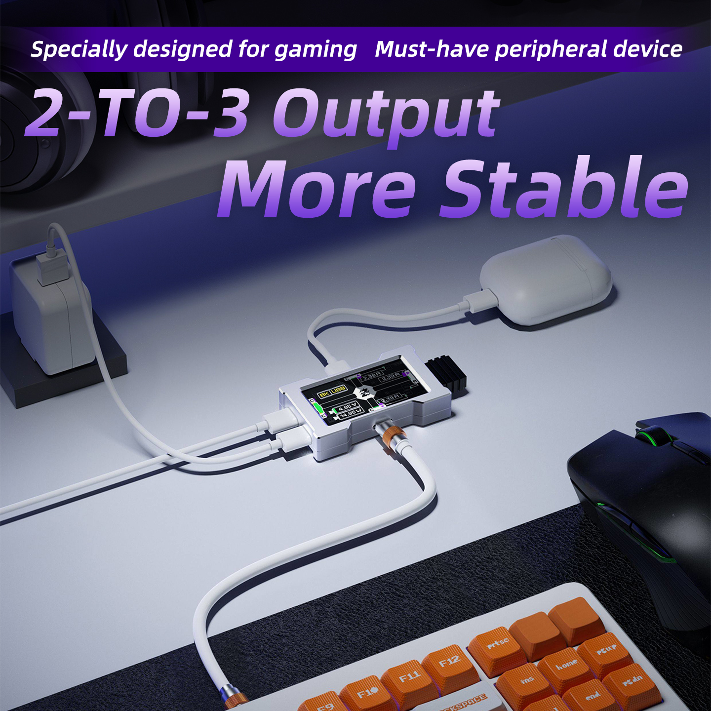 HMHUB Gaming USB Hub - 2-To-3  - огляд і ціна Desk Setup Hub