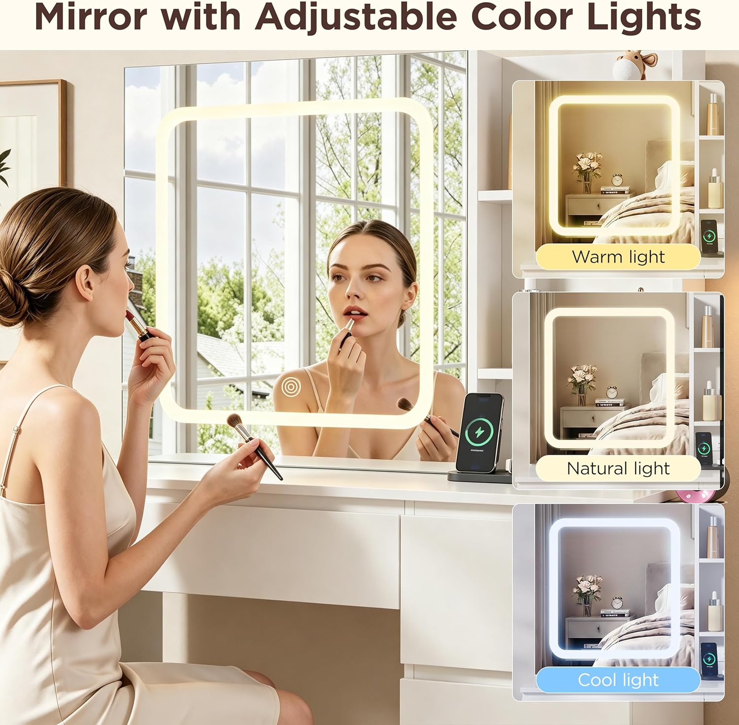 Make Up Vanity Desk with Charg - огляд і ціна Desk Setup Charging Station