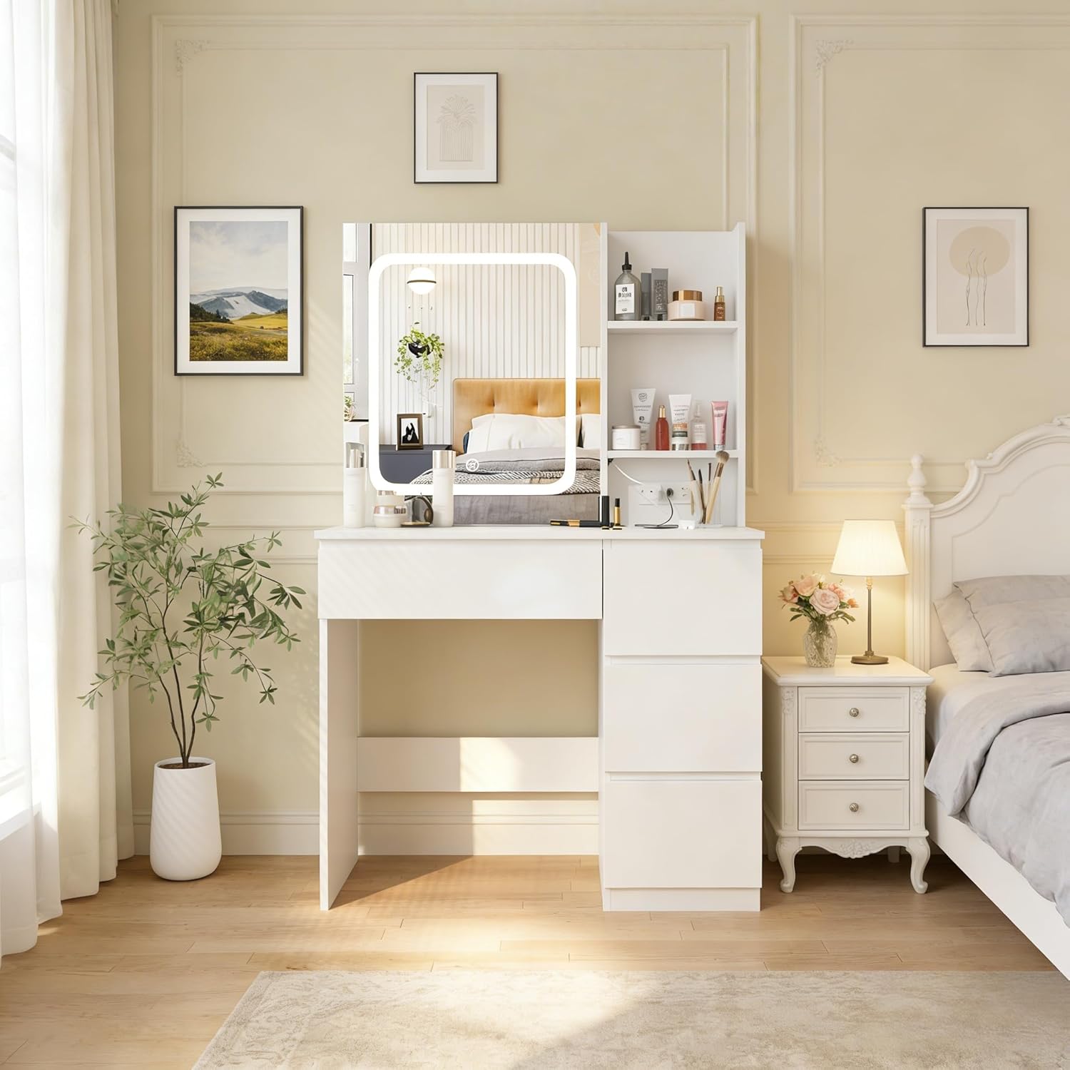 Make Up Vanity Desk with Charg - огляд і ціна Desk Setup Charging Station