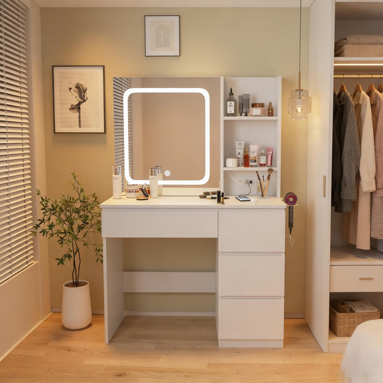 Make Up Vanity Desk with Charg - огляд і ціна Desk Setup Charging Station