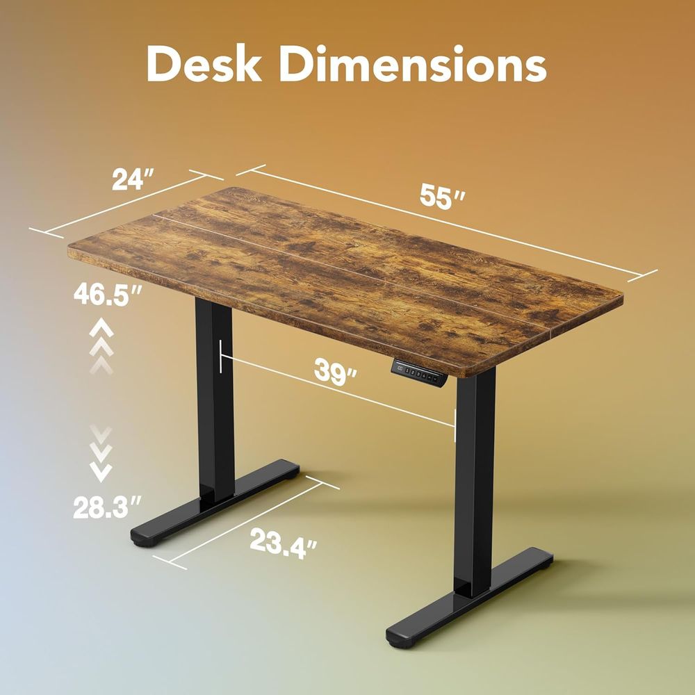 55 x 24 Inch Adjustable Comput - огляд і ціна Desk Setup Brown