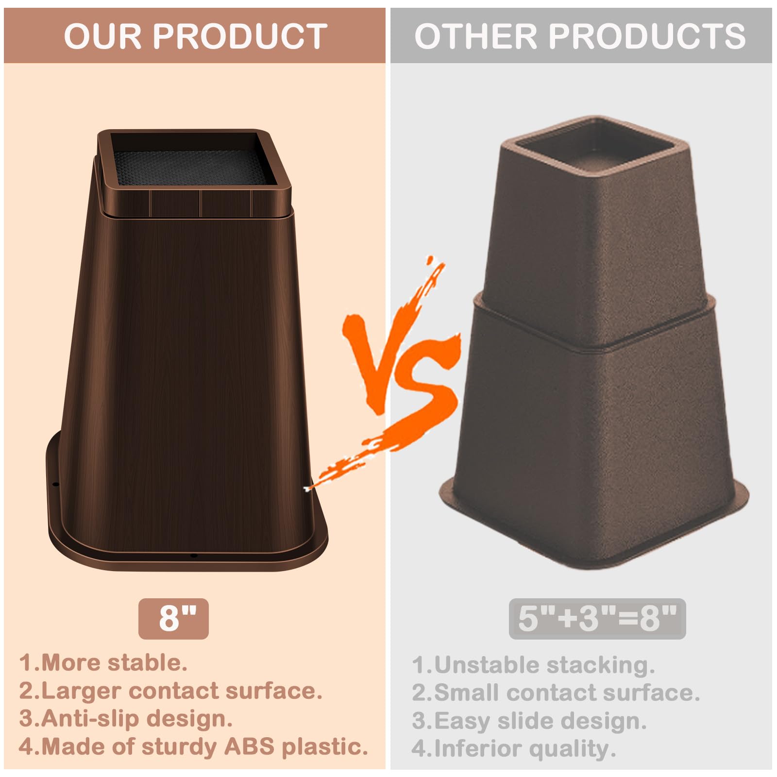 Heavy Duty Furniture Risers 8  - огляд і ціна Desk Setup Brown