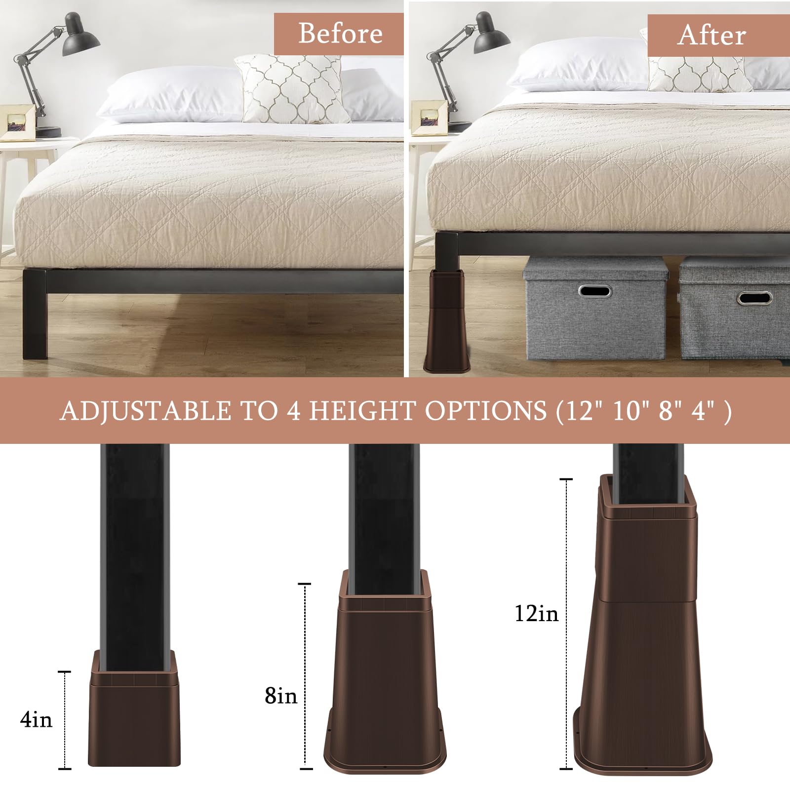 Heavy Duty Furniture Risers 8  - огляд і ціна Desk Setup Brown