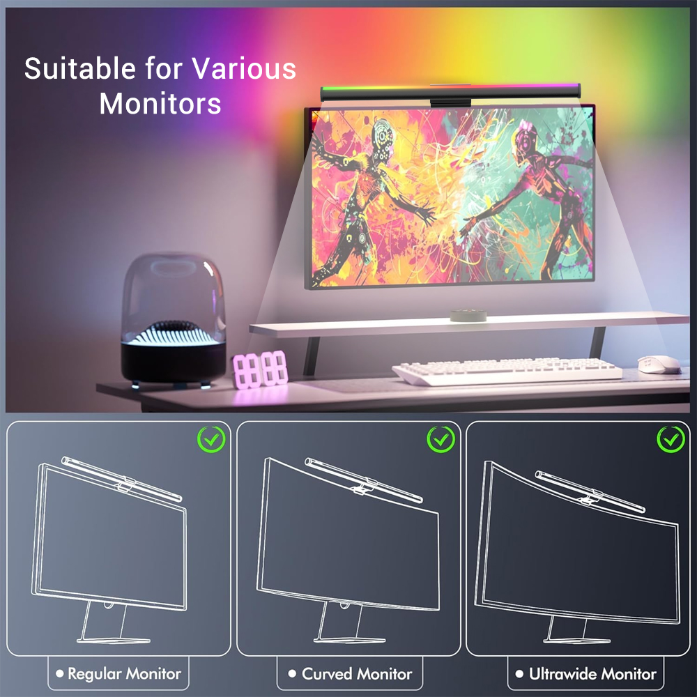 Screen Hanging Lamp Monitor Li - огляд і ціна Desk Room Setup