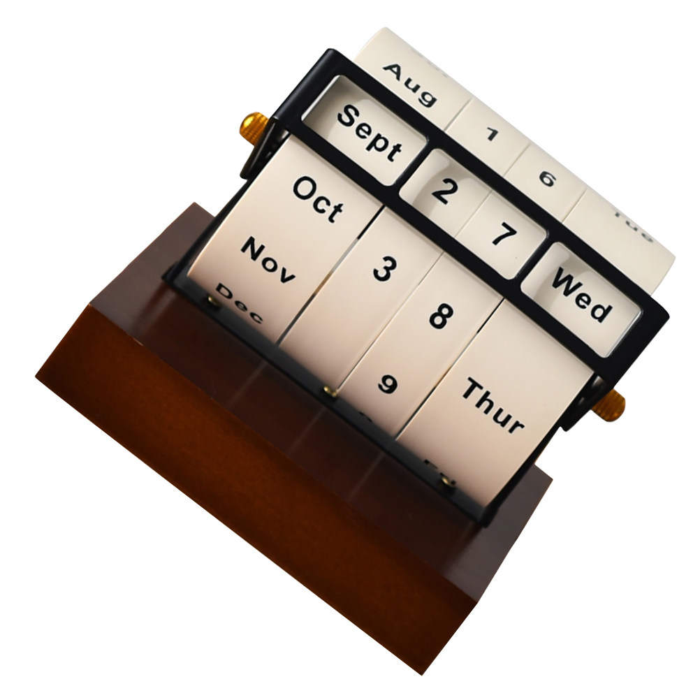 Rotary Perpetual Calendar Wood - огляд і ціна Desk Setup Vintage