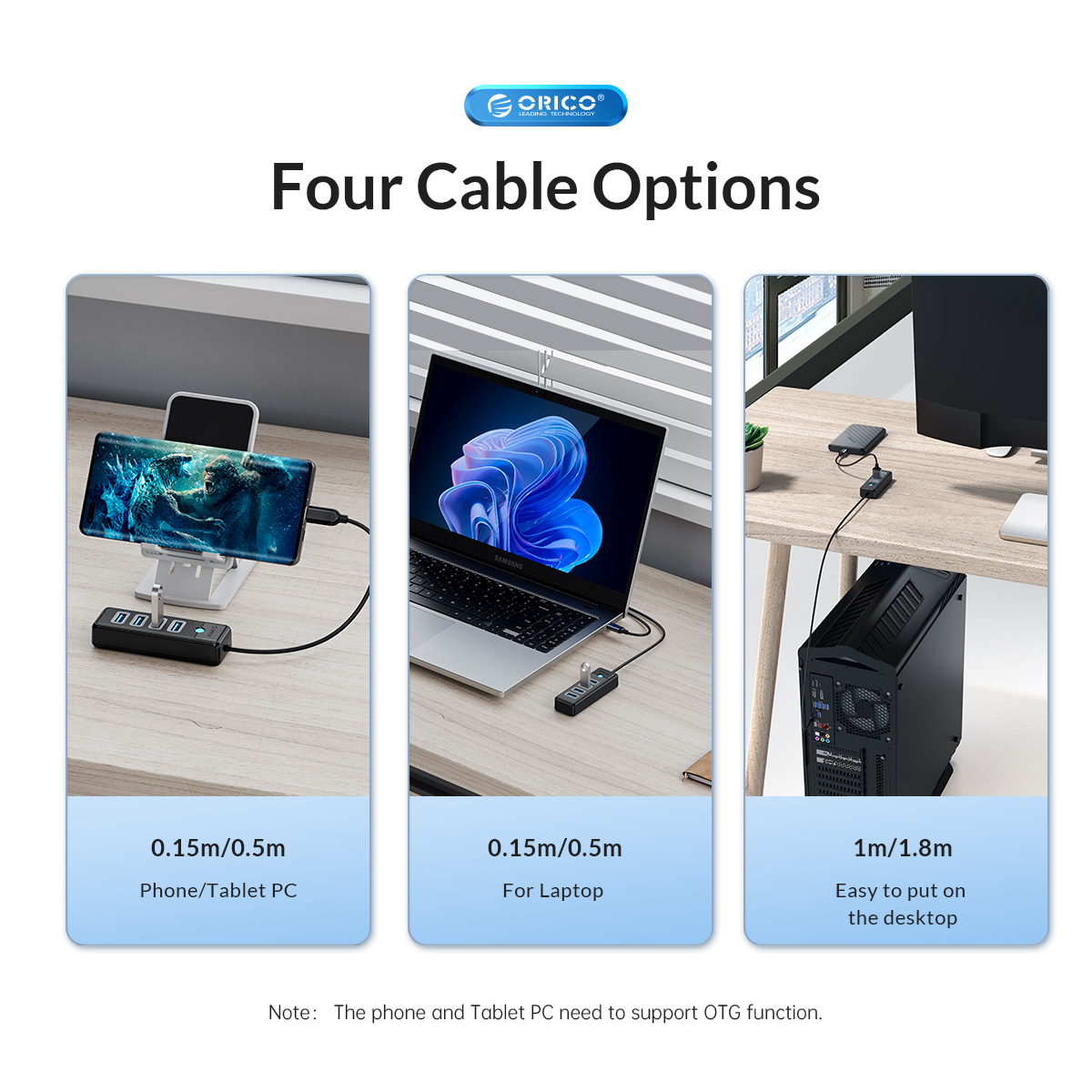 ORICO 4 in 1 5Gbps USB 3.0 HUB - огляд і ціна Desk Setup Hub