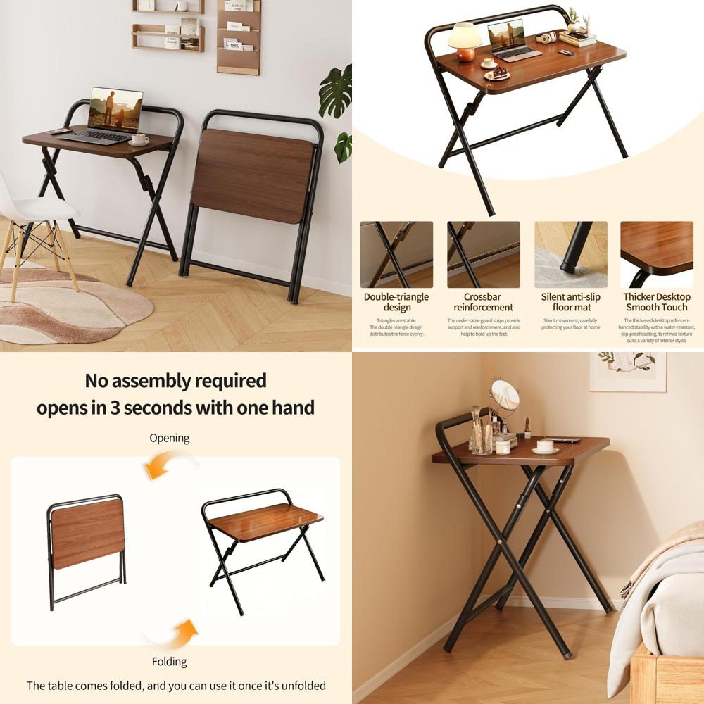 Compact Wooden Laptop Desk wit - огляд і ціна Desk Setup Brown
