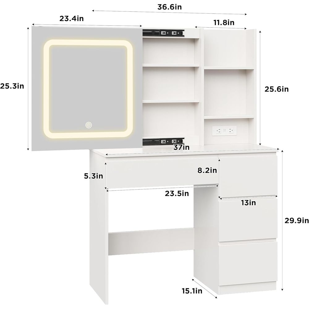 Vabches Make Up Vanity Desk wi - огляд і ціна Desk Setup Charging Station