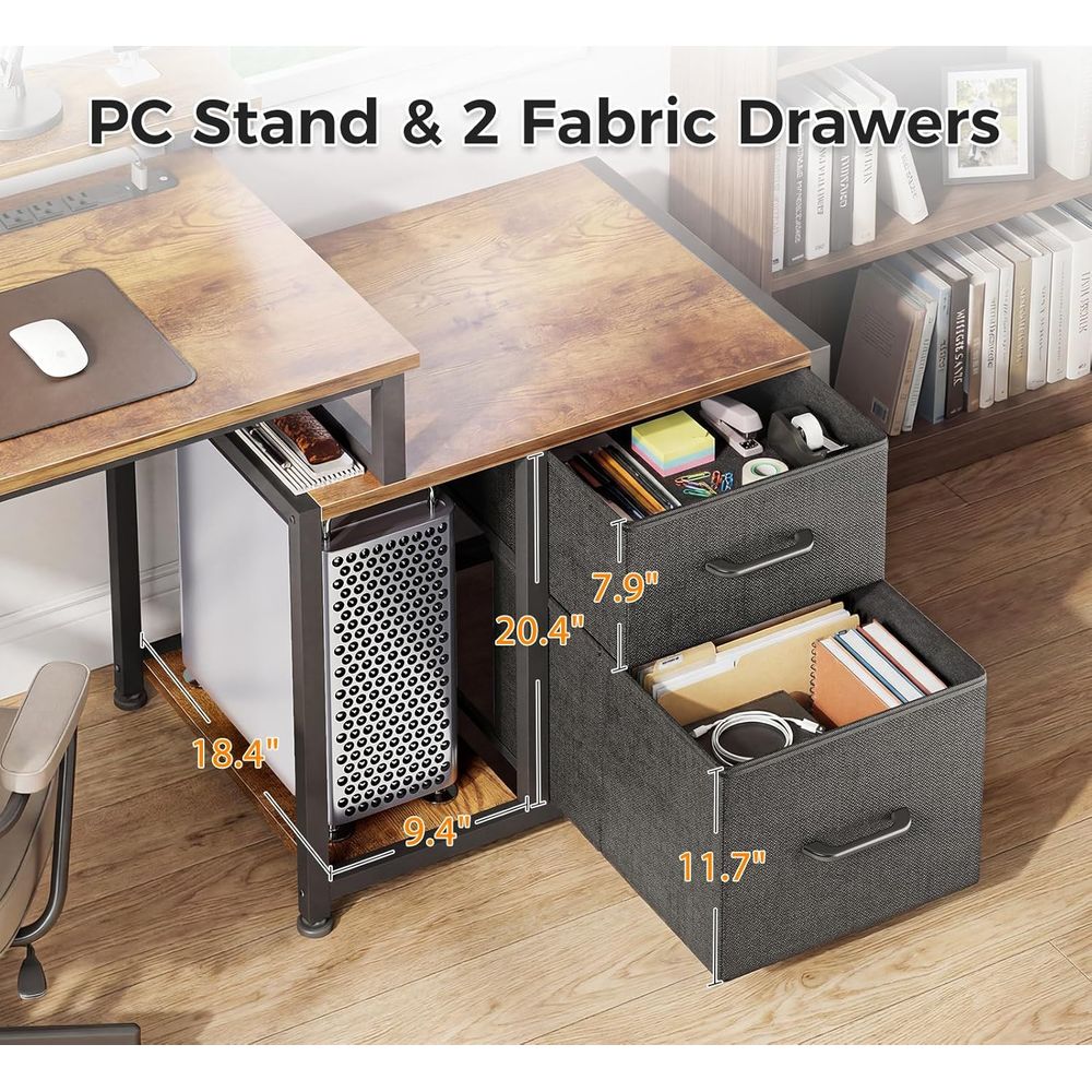 56 Rustic Brown Desk with Prin - огляд і ціна Desk Setup Brown