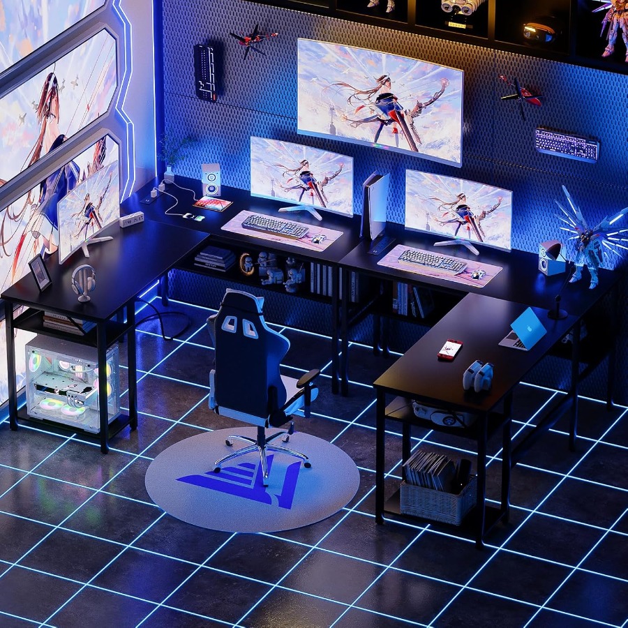 Reversible L Shaped Desk with  - огляд і ціна Gaming Setup Desk