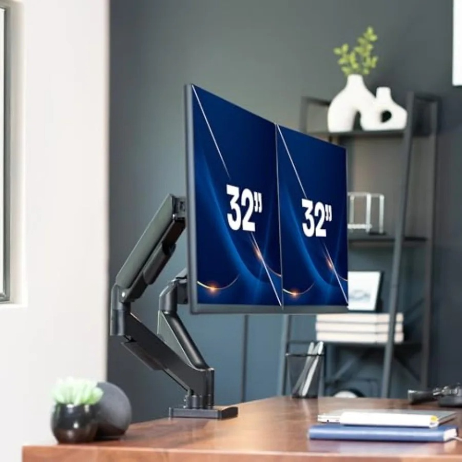 Dual Monitor Stand, Fully Adju - огляд і ціна Desk Setup With Monitor Arm