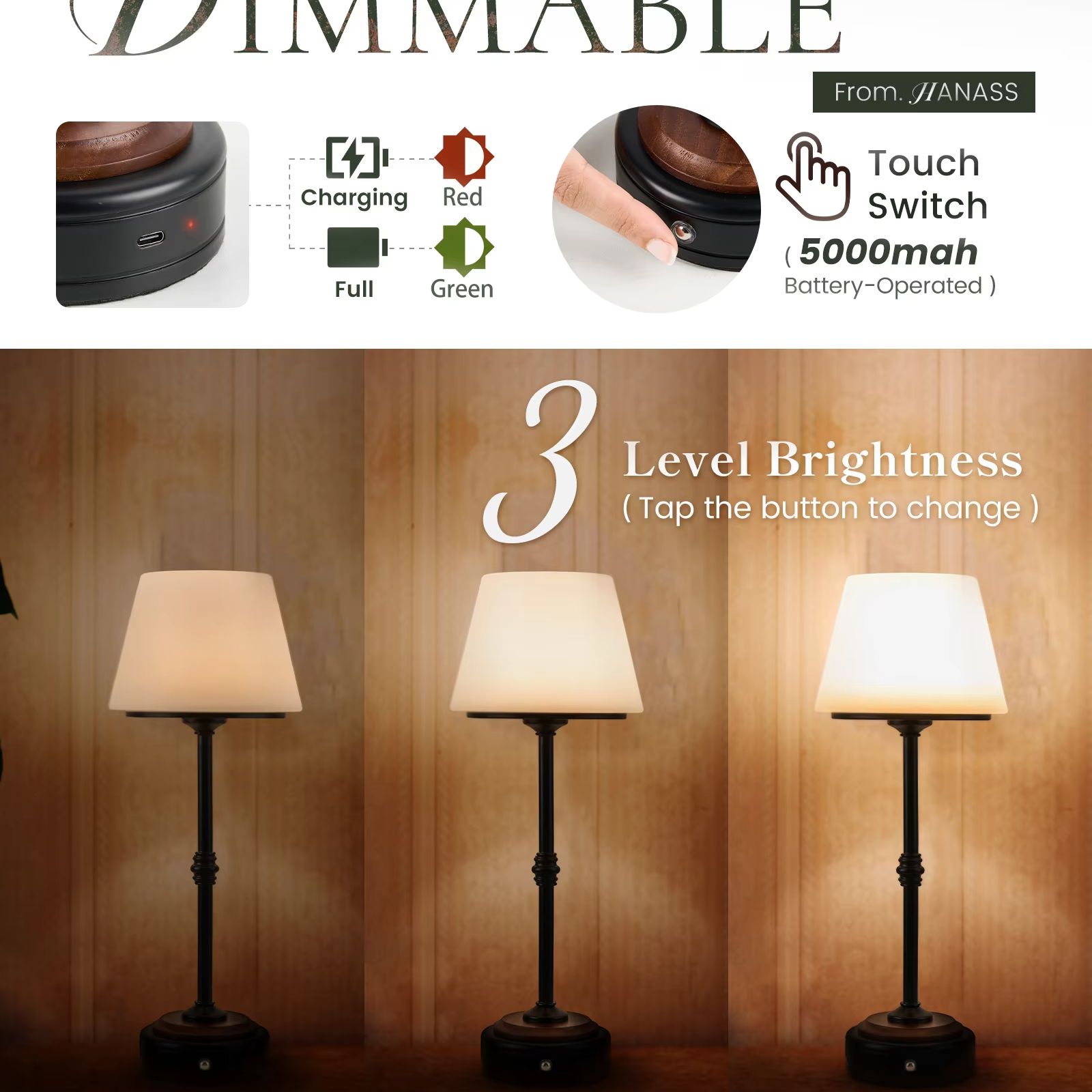 Cordless Table Lamps Set of  5 - огляд і ціна Desk Room Setup