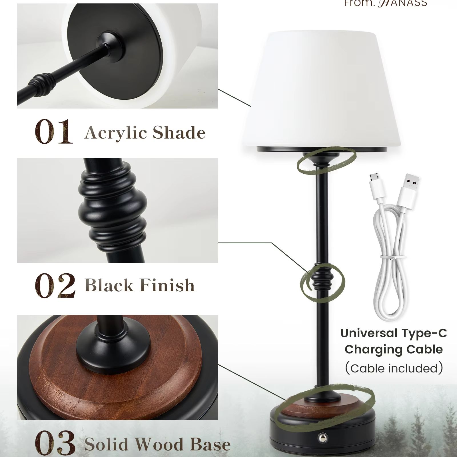 Cordless Table Lamps Set of  5 - огляд і ціна Desk Room Setup