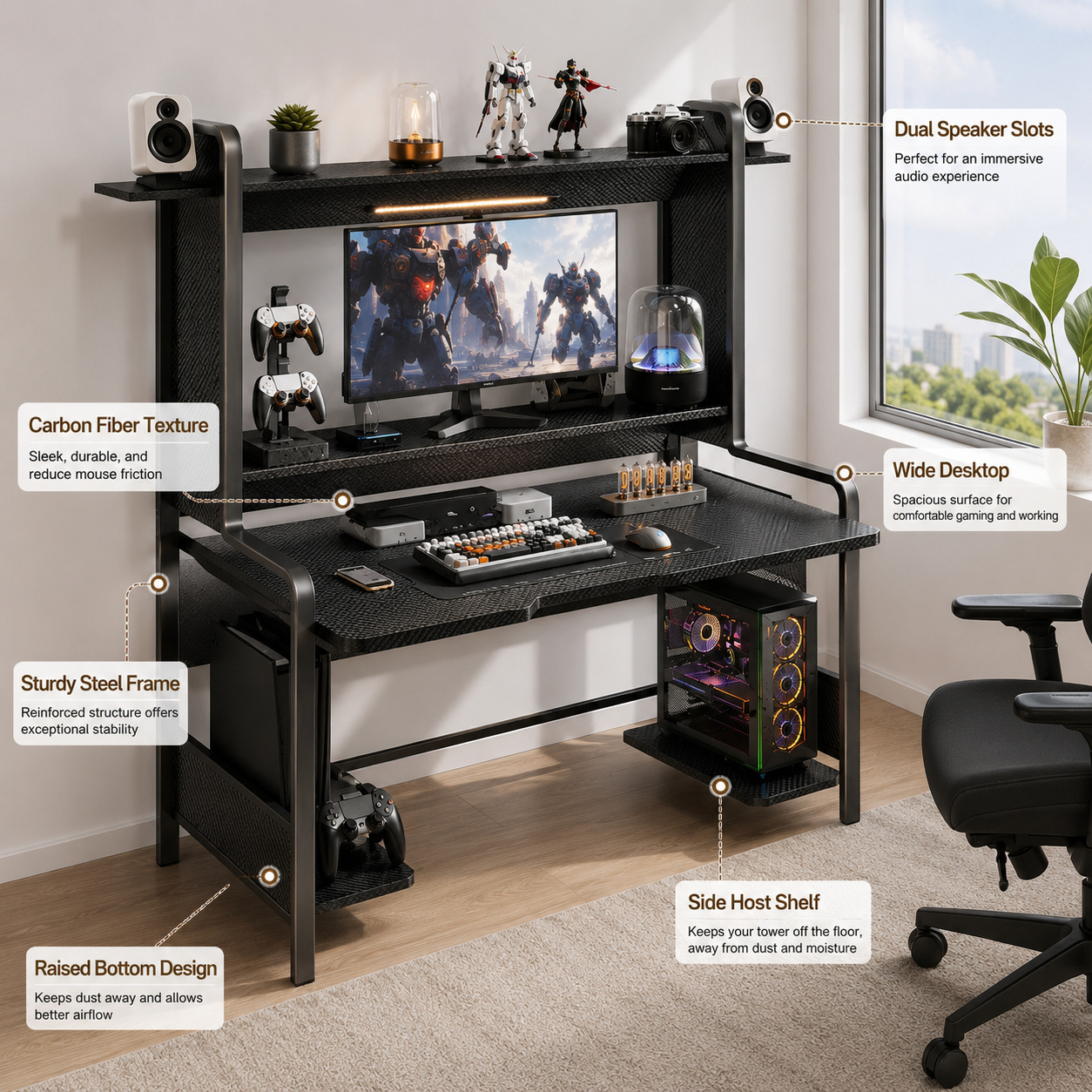 AOLIVIYA Desktop Host Computer - огляд і ціна Gaming Setup Desk