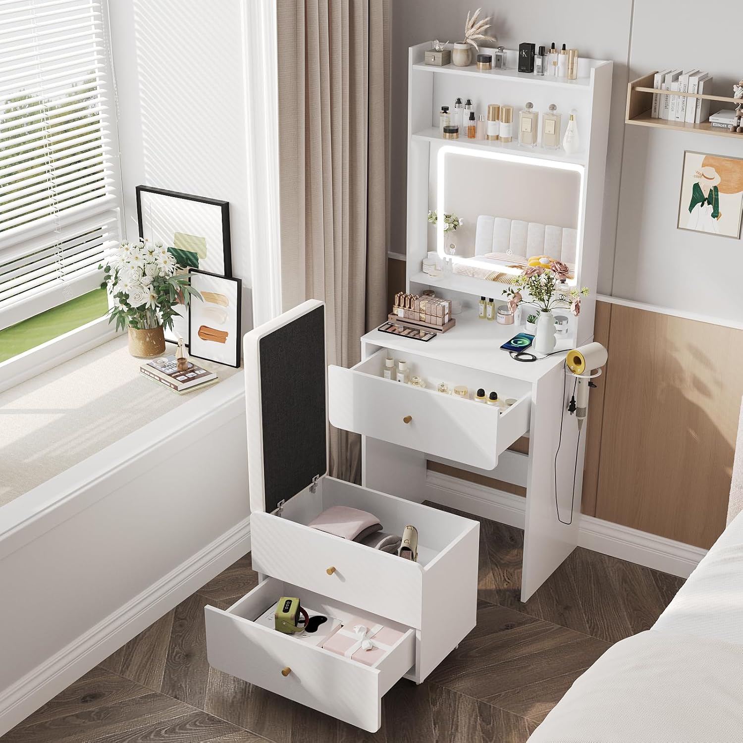 Make Up Vanity Desk with Mirro - огляд і ціна Desk Setup In Small Bedroom