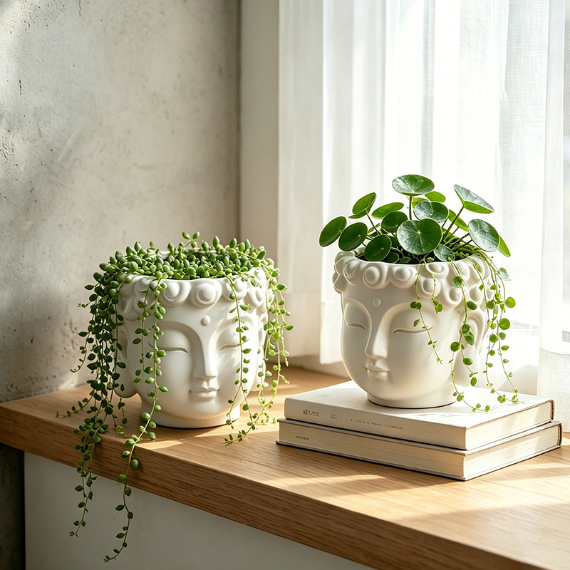 Buddha Head Shaped Resin Plant - огляд і ціна Desk Setup Plant