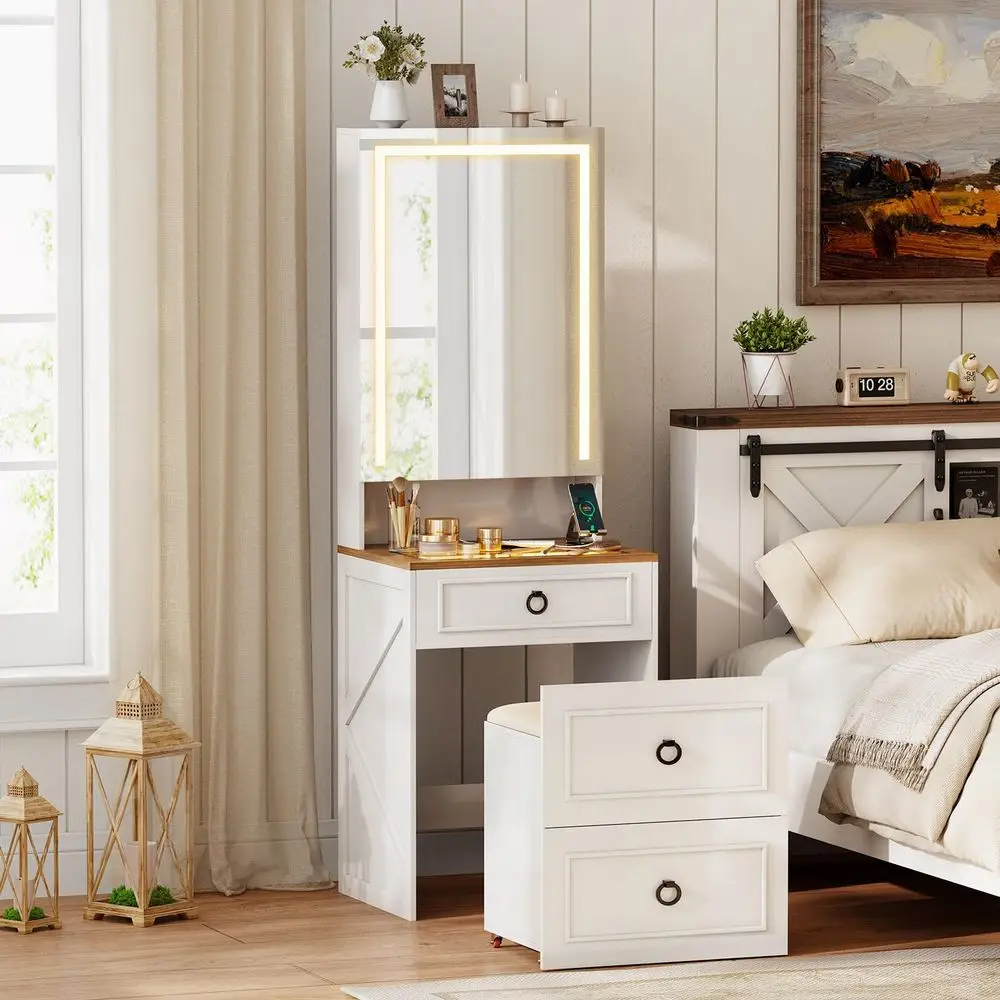 Vanity Desk with Flip up Vanit - огляд і ціна Desk Setup Charging Station