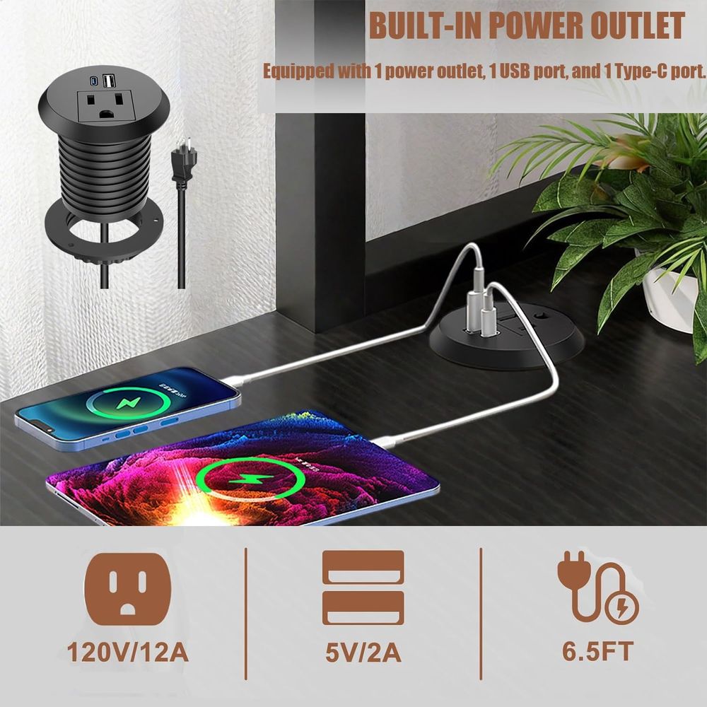 LED-Illuminated 39 Gaming Desk - огляд і ціна Desk Setup Charging Station