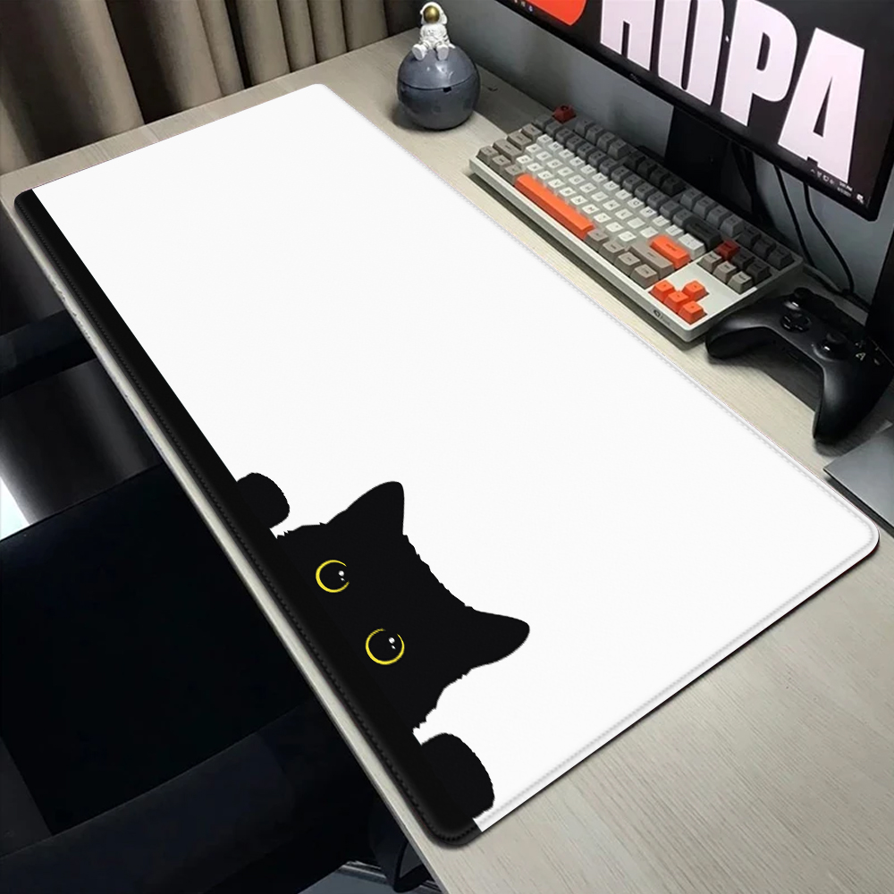 Funny black cat Mouse Pads Cut - огляд і ціна Desk Setup Pink