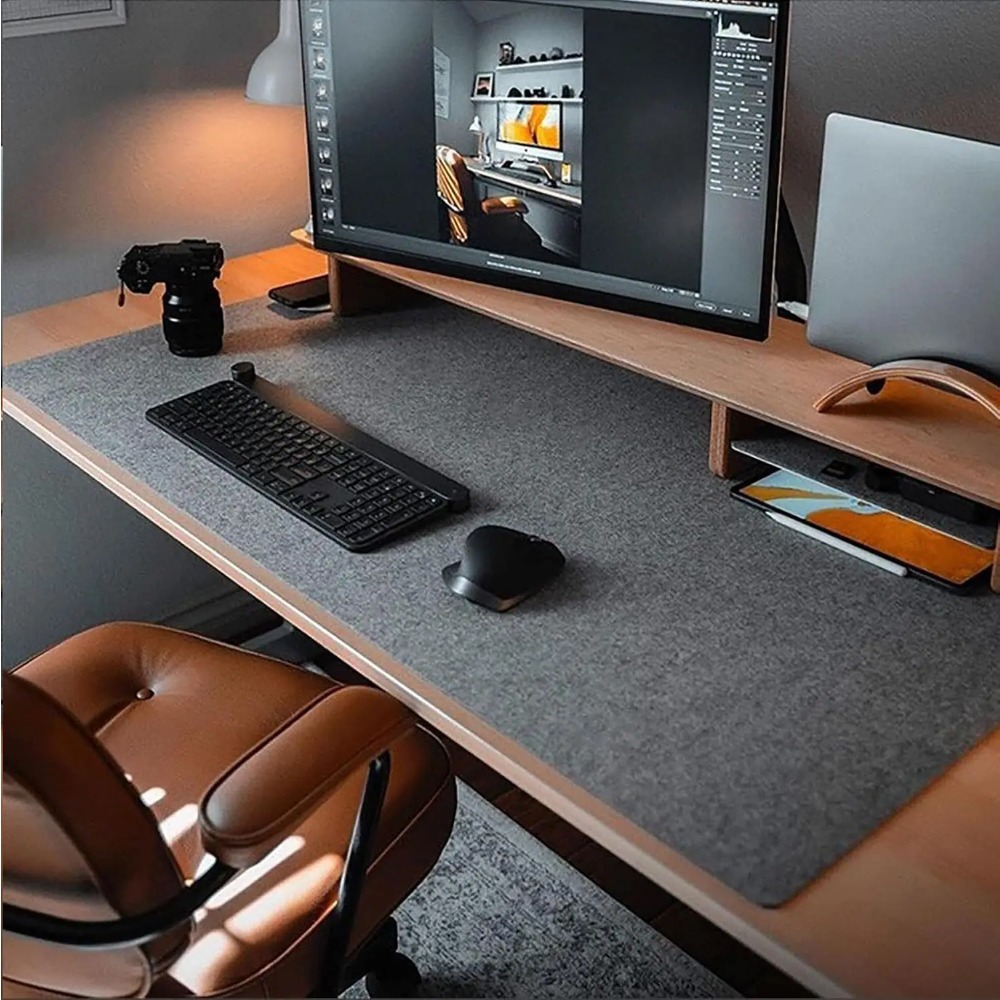 Felt Desk Mat Computer Mat for - огляд і ціна Desk Setup Dark
