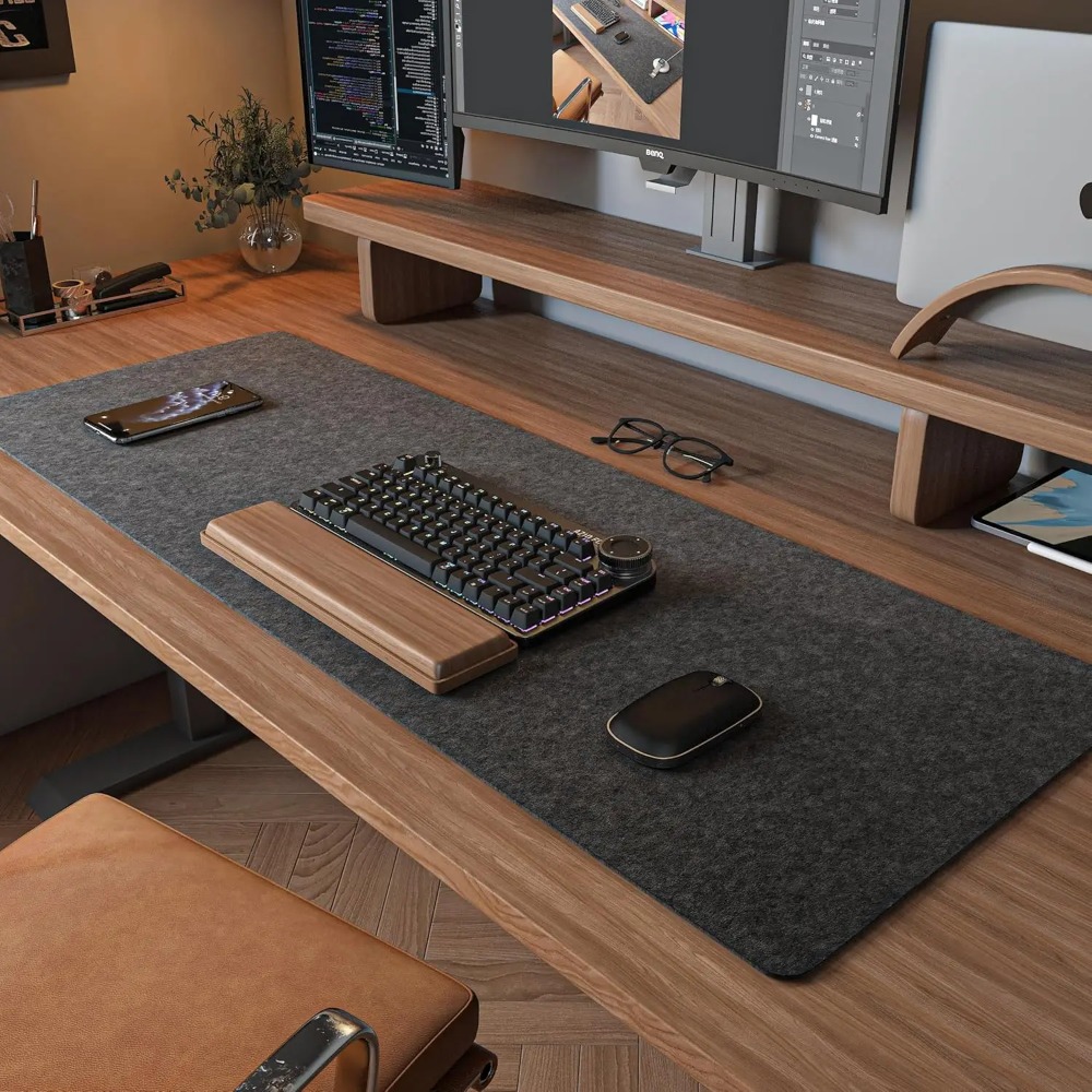 Felt Desk Mat Computer Mat for - огляд і ціна Desk Setup Dark