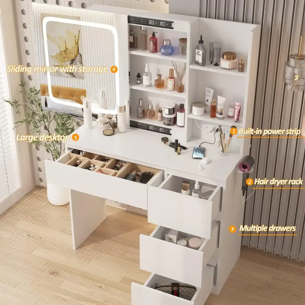 Make Up Vanity Desk with Charg - огляд і ціна Desk Setup Charging Station