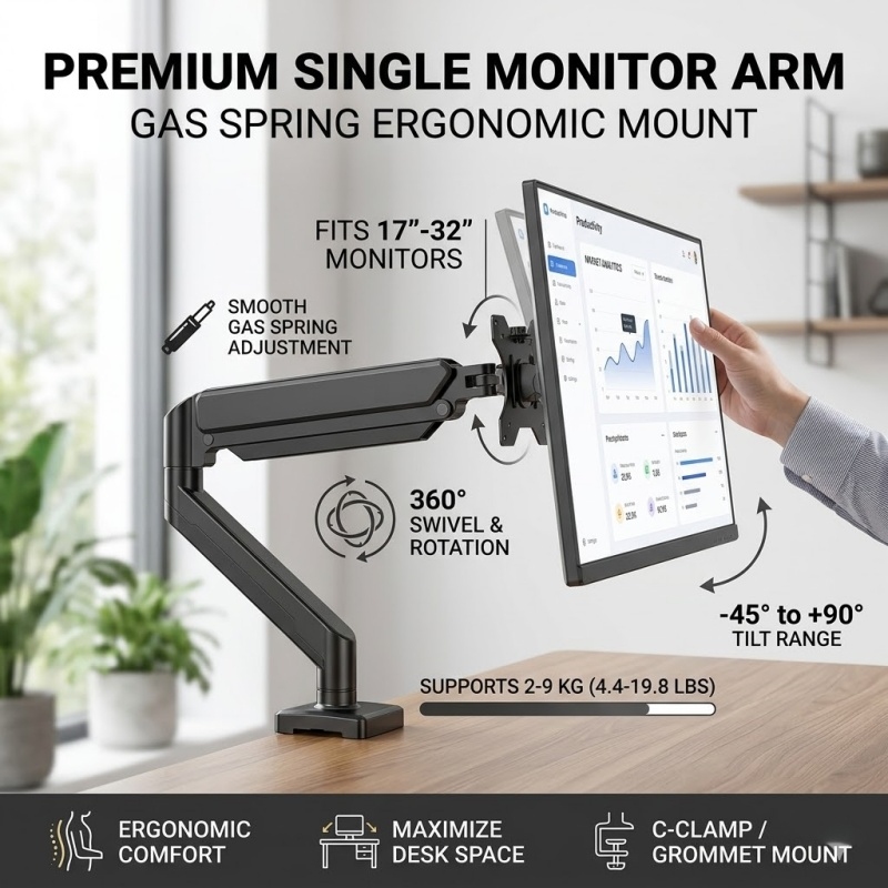 Heavy Duty Monitor Arm Bracket - огляд і ціна Desk Setup With Monitor Arm