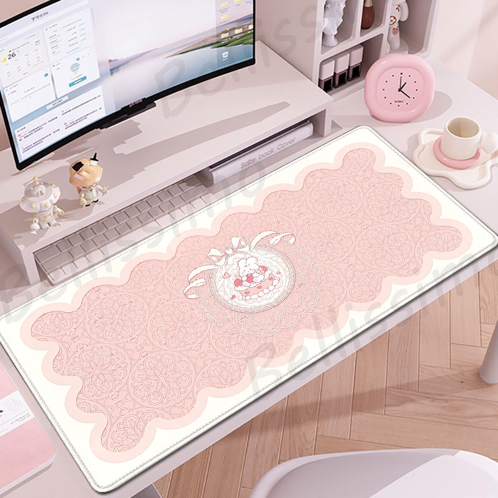 Cute Rabbit Pink White Gaming  - огляд і ціна Desk Setup Pink