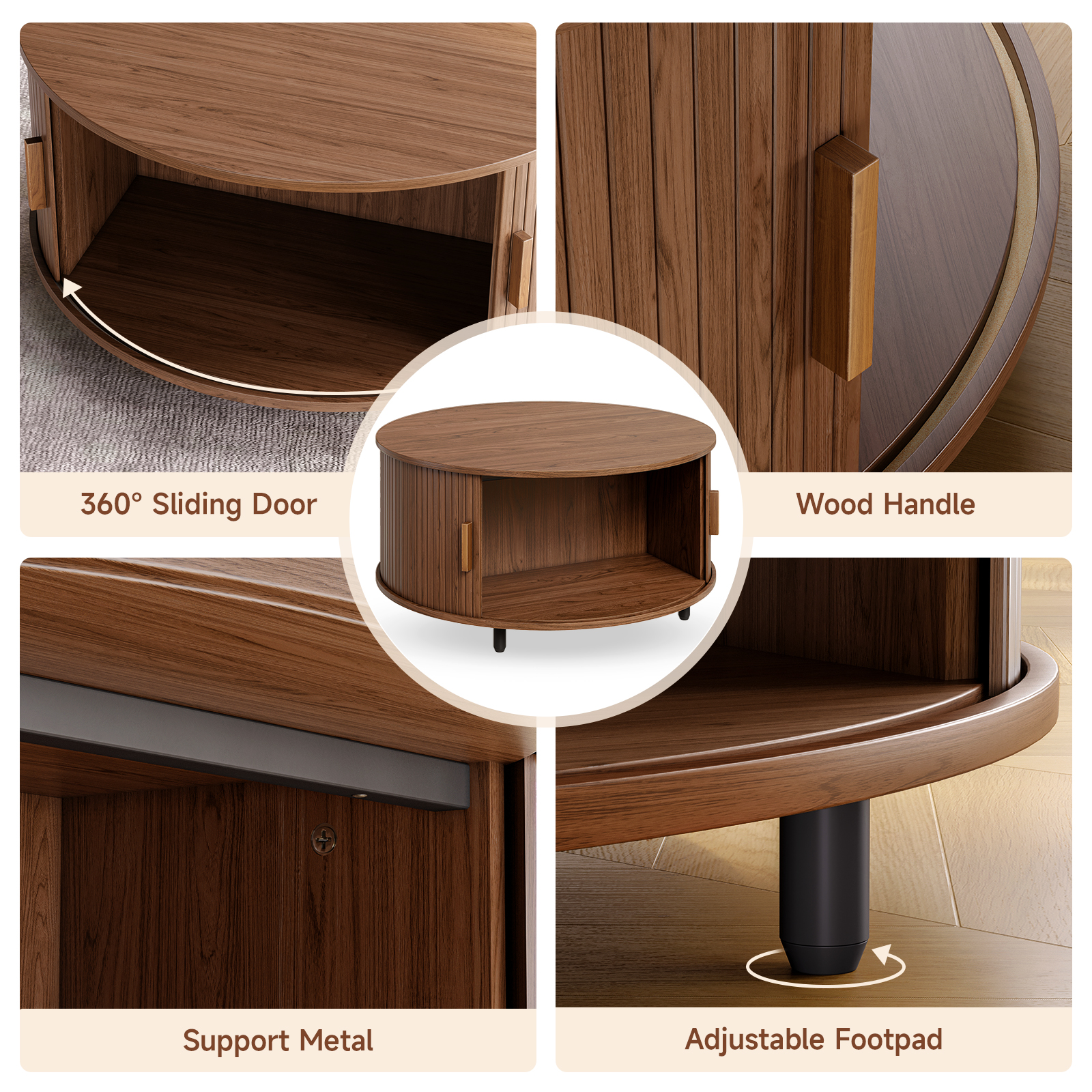 Round Coffee Table with Storag - огляд і ціна Desk Setup Modern