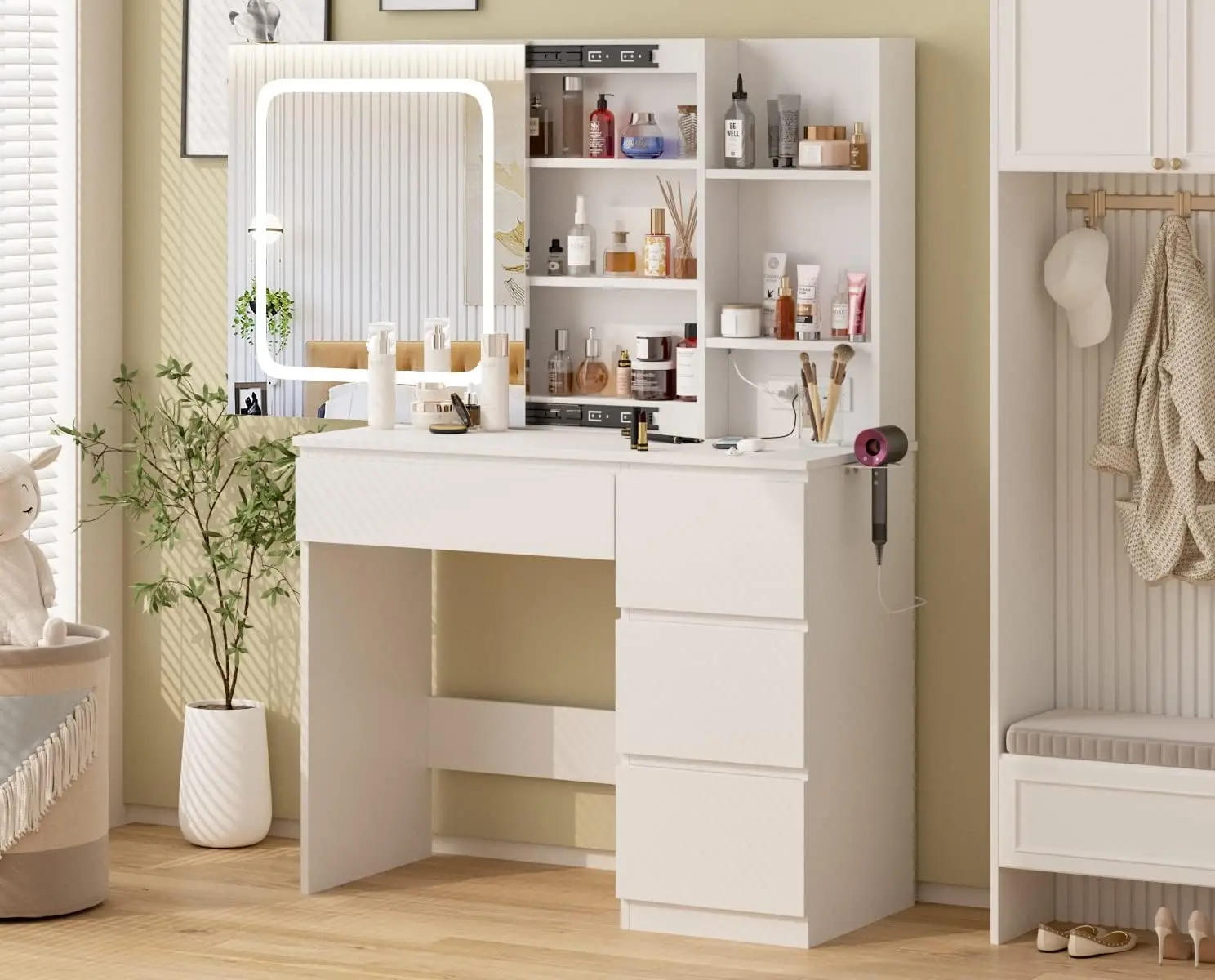 Make Up Vanity Desk with Charg - огляд і ціна Desk Setup Charging Station
