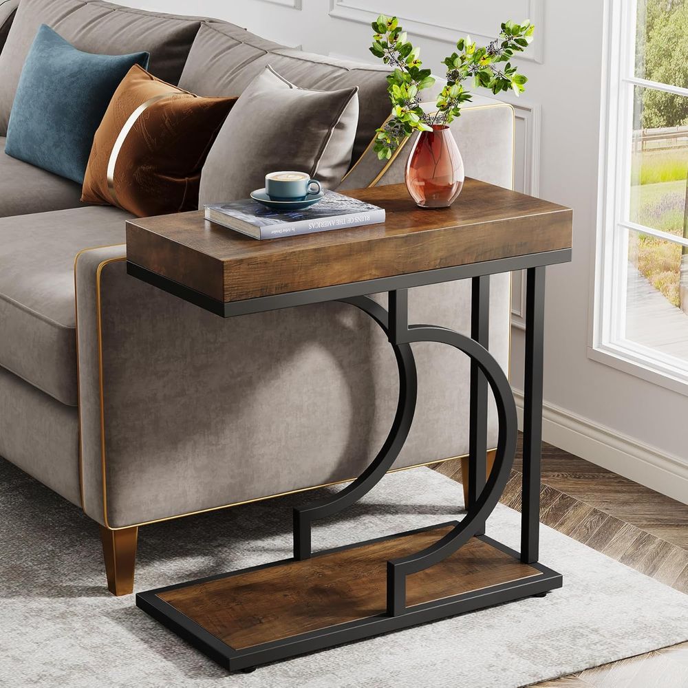Brown & Black C Shaped Narrow  - огляд і ціна Desk Setup Modern