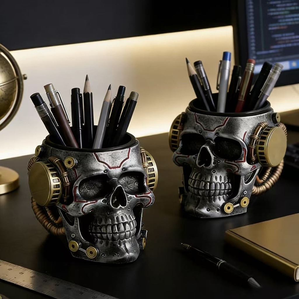 Cyberpunk Mechanical Skull Pen - огляд і ціна Desk Setup Aesthetic