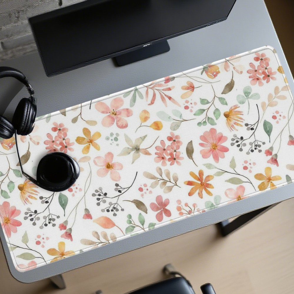 Pink Yellow Floral Mouse Pad D - огляд і ціна Yellow Desk Setup